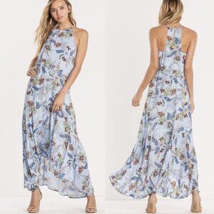 Miss Me Blue Floral Maxi Dress Island Fever Summer Vacation Dress Outfit